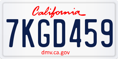 CA license plate 7KGD459