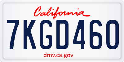 CA license plate 7KGD460