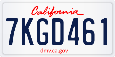 CA license plate 7KGD461