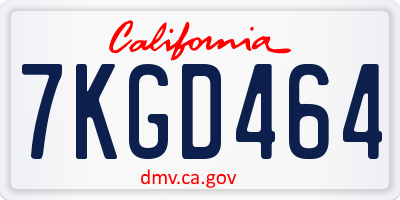 CA license plate 7KGD464