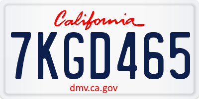 CA license plate 7KGD465