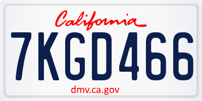 CA license plate 7KGD466