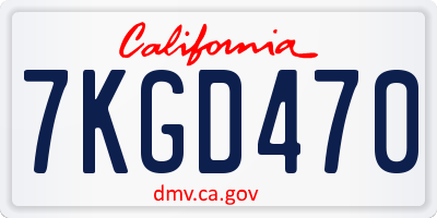 CA license plate 7KGD470
