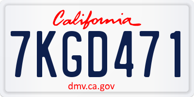 CA license plate 7KGD471