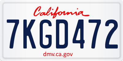 CA license plate 7KGD472