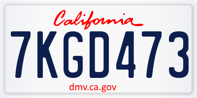 CA license plate 7KGD473