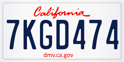 CA license plate 7KGD474