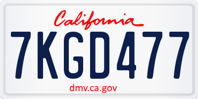 CA license plate 7KGD477