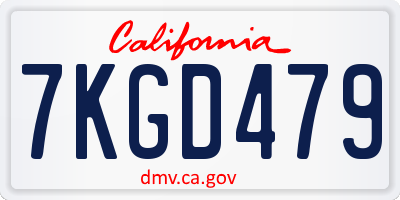 CA license plate 7KGD479