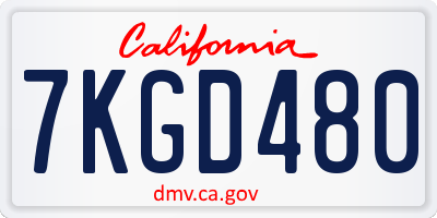 CA license plate 7KGD480