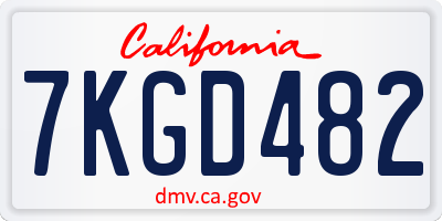 CA license plate 7KGD482