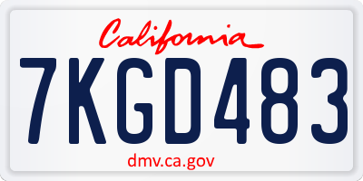 CA license plate 7KGD483
