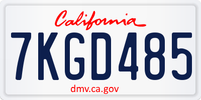 CA license plate 7KGD485