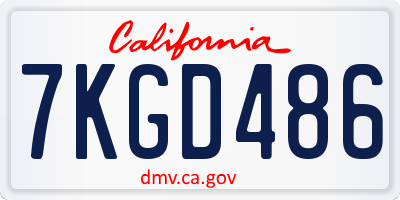 CA license plate 7KGD486