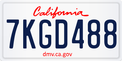 CA license plate 7KGD488