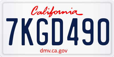 CA license plate 7KGD490