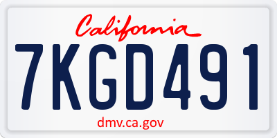 CA license plate 7KGD491