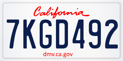 CA license plate 7KGD492
