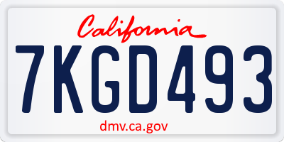 CA license plate 7KGD493