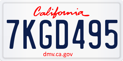 CA license plate 7KGD495