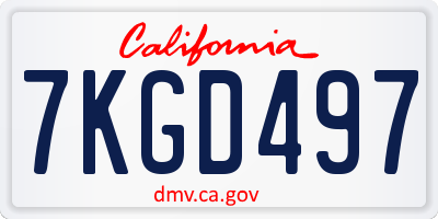 CA license plate 7KGD497
