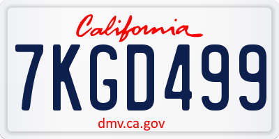 CA license plate 7KGD499