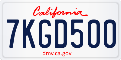CA license plate 7KGD500