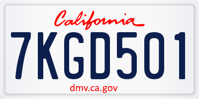 CA license plate 7KGD501