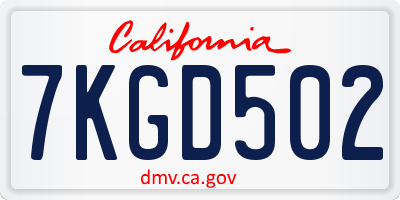 CA license plate 7KGD502