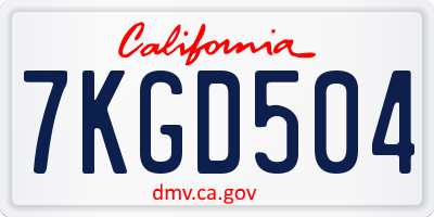CA license plate 7KGD504