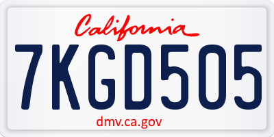 CA license plate 7KGD505