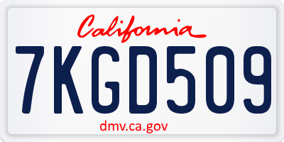 CA license plate 7KGD509
