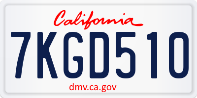 CA license plate 7KGD510