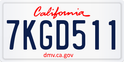 CA license plate 7KGD511