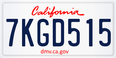 CA license plate 7KGD515