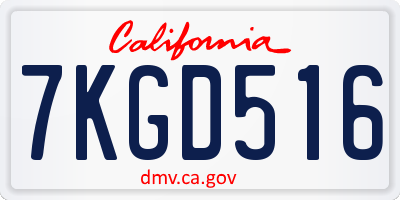 CA license plate 7KGD516