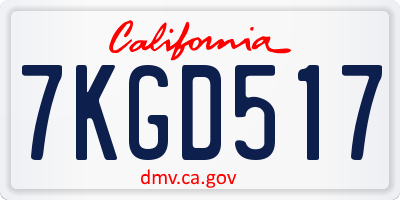 CA license plate 7KGD517