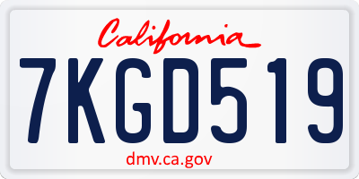 CA license plate 7KGD519