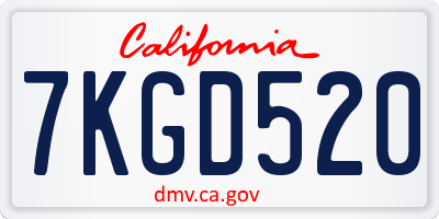 CA license plate 7KGD520