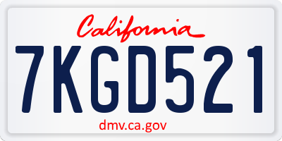 CA license plate 7KGD521