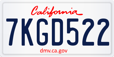 CA license plate 7KGD522