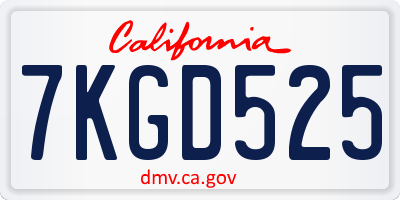 CA license plate 7KGD525