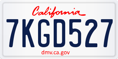 CA license plate 7KGD527