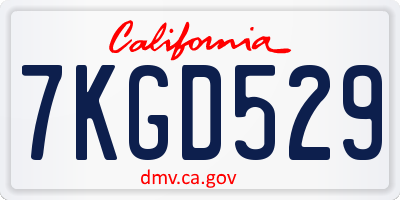 CA license plate 7KGD529