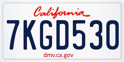 CA license plate 7KGD530