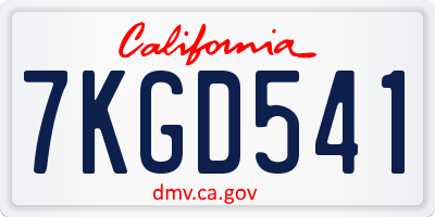 CA license plate 7KGD541