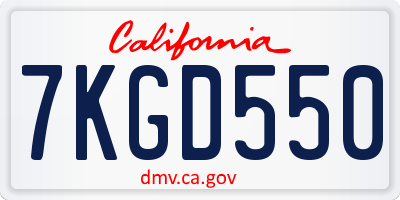 CA license plate 7KGD550