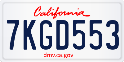CA license plate 7KGD553