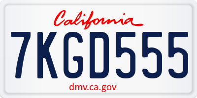 CA license plate 7KGD555