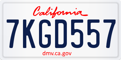 CA license plate 7KGD557